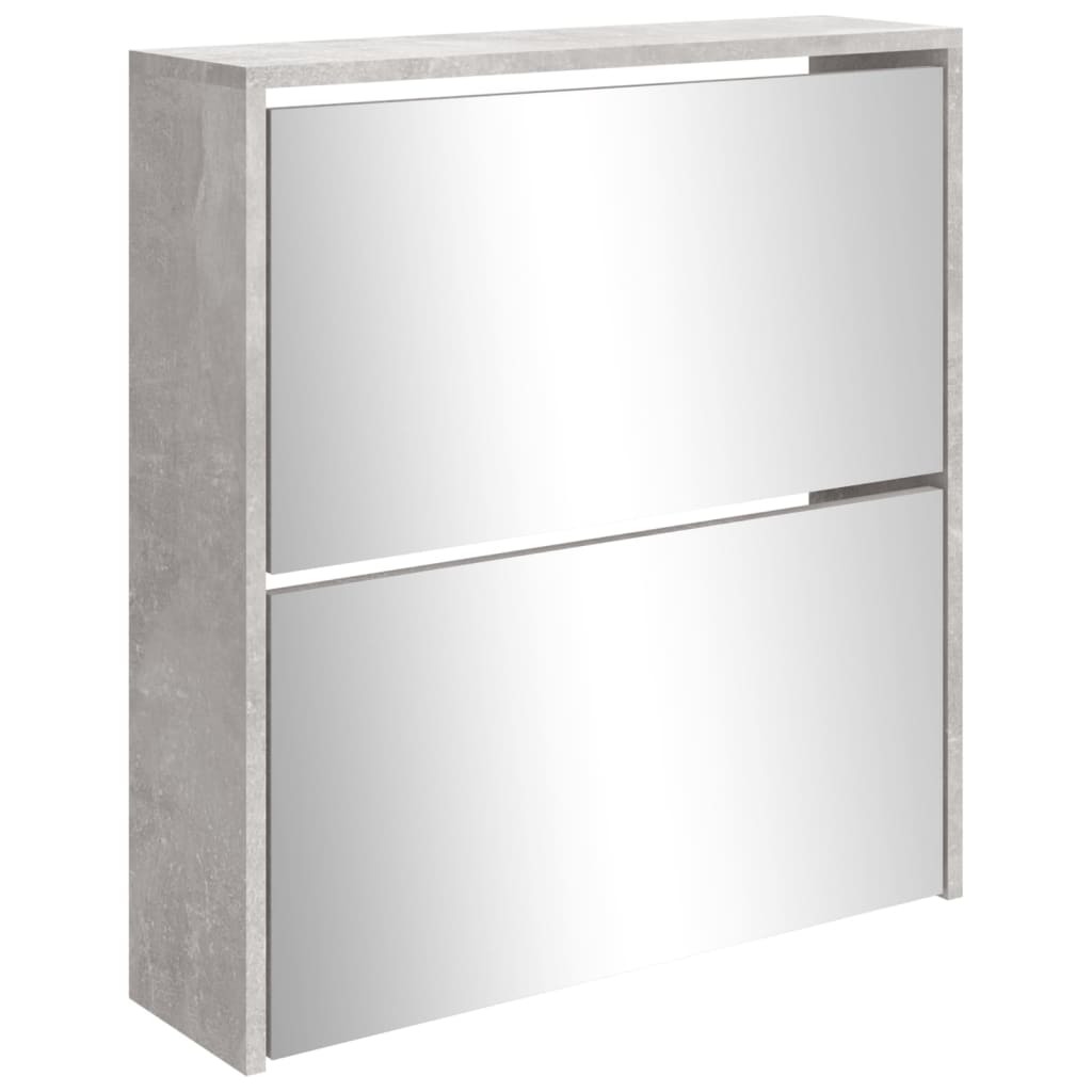 vidaXL Kenkäkaappi peilillä 2-kerroksinen betoninharmaa 63x17x67 cm