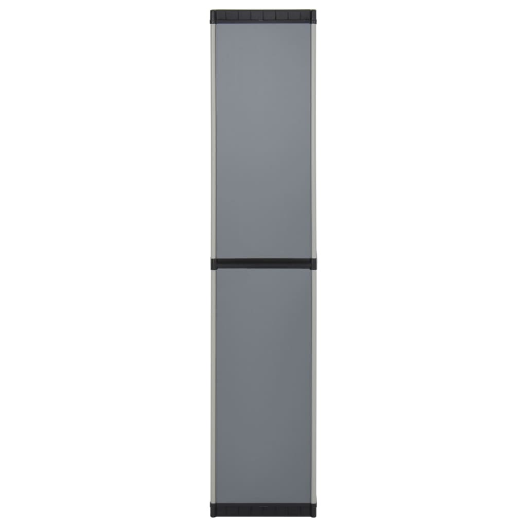 vidaXL Puutarhan varastokaappi 3 hyllyä harmaa ja musta 34x40x168 cm