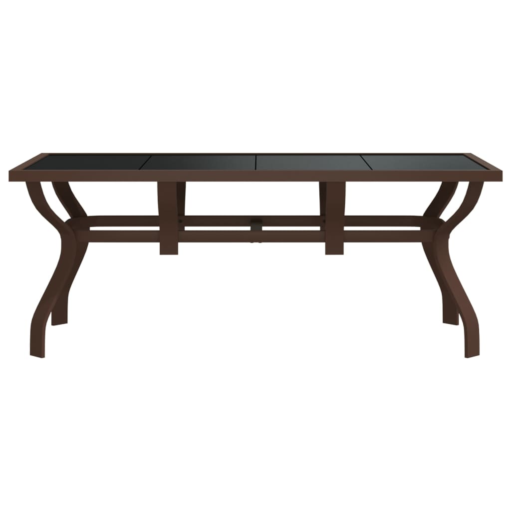 vidaXL Puutarhapöytä ruskea ja musta 180x80x70 cm teräs ja lasi