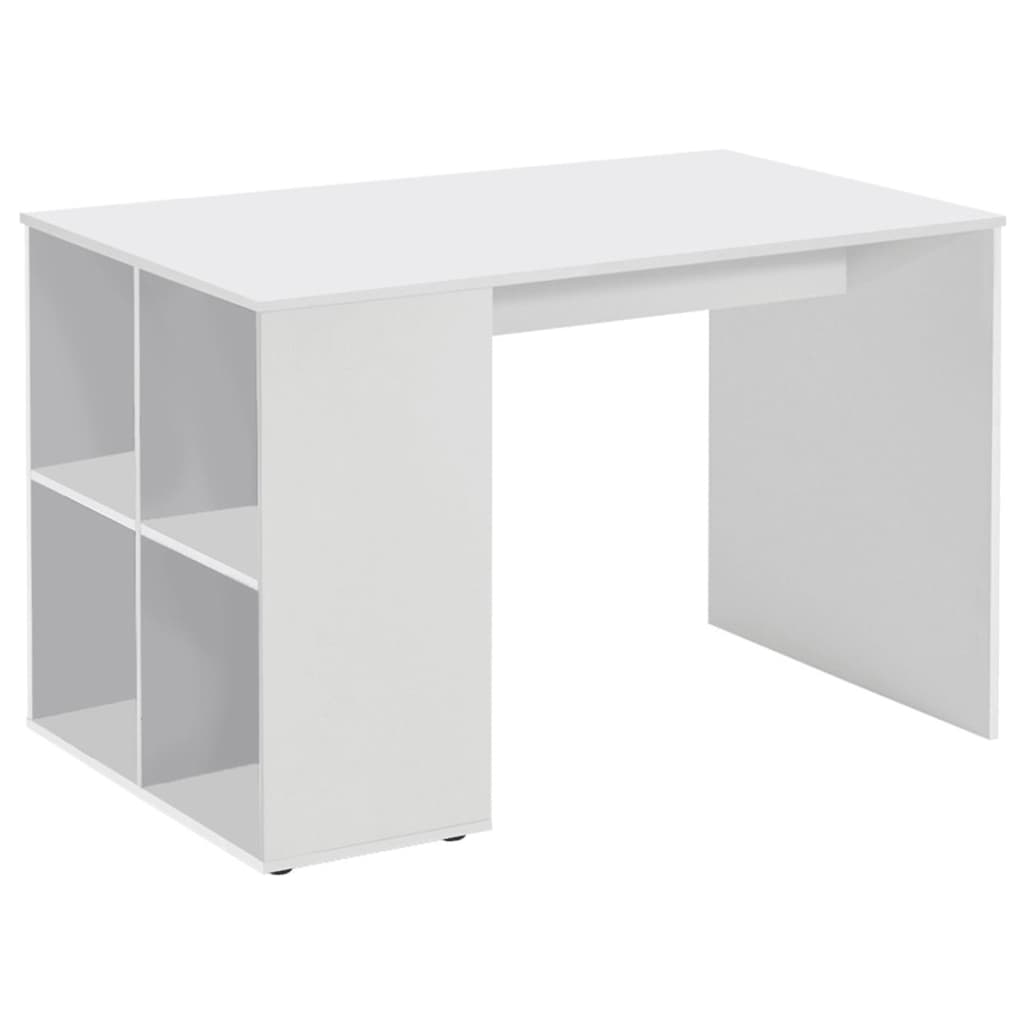 FMD Pöytä sivuhyllyillä 117x72,9x73,5 cm valkoinen