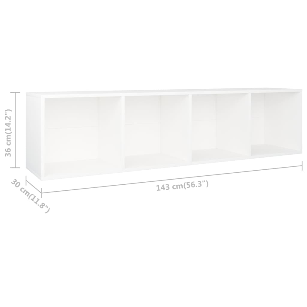 vidaXL Kirjakaappi/TV-kaappi valkoinen 36x30x143 cm lastulevy