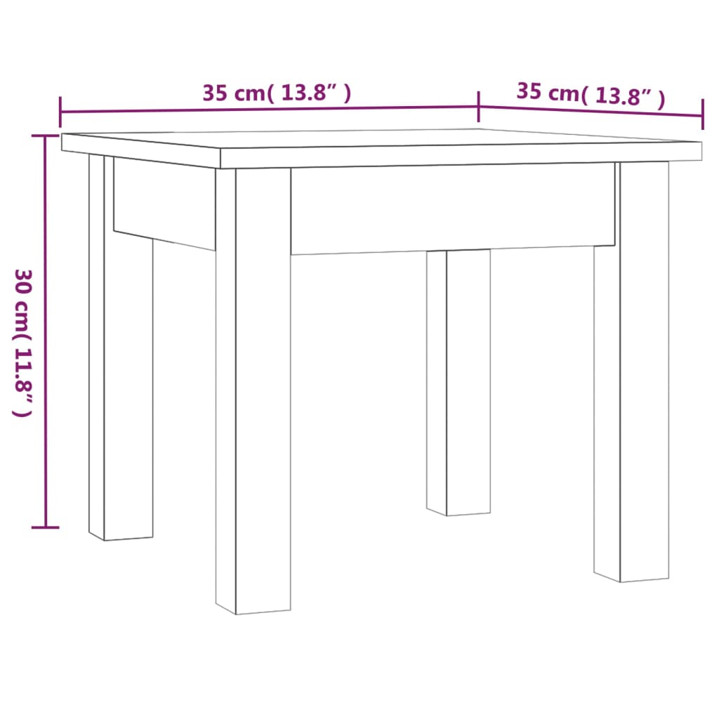 vidaXL Sohvapöytä valkoinen 35x35x30 cm täysi mänty