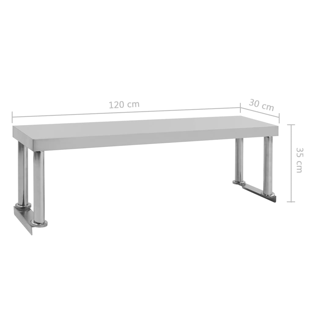 vidaXL Keittiön työpöytä ylähyllyllä 120x60x120 cm ruostumaton teräs
