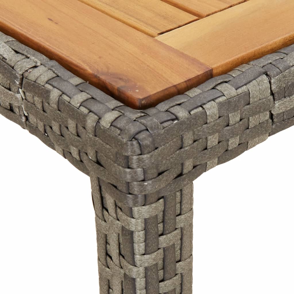 vidaXL Puutarhapöytä 150x90x75 cm polyrottinki ja akaasiapuu harmaa