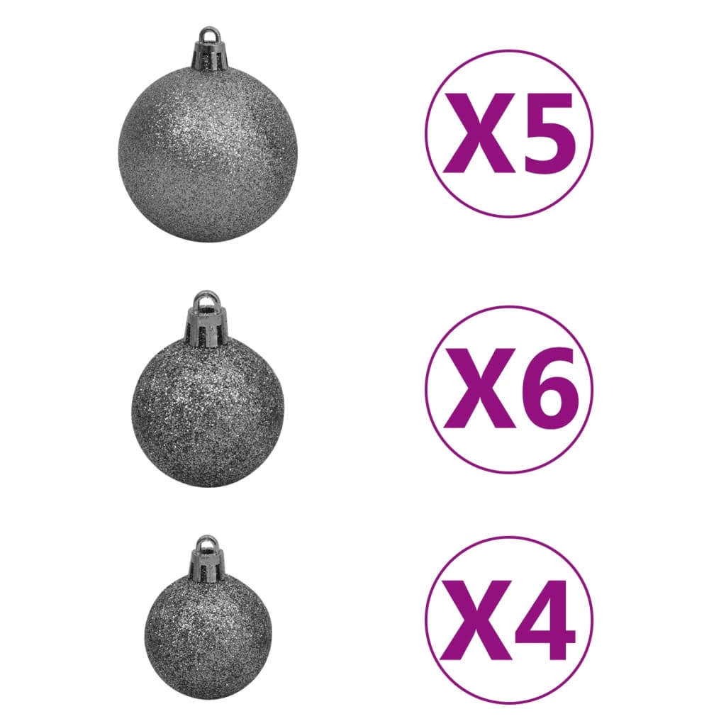 vidaXL Joulukuusi huurteella esivalaistu palloilla ja kävyillä 150 cm
