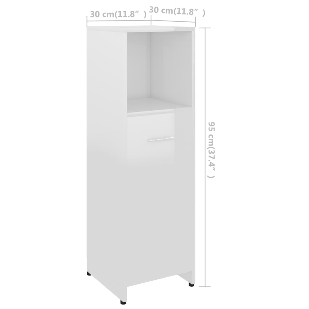 vidaXL 4-osainen kylpyhuone kalustesarja korkeak. valk. tekninen puu