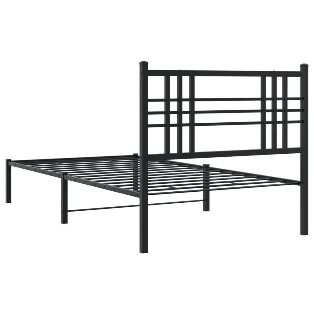 vidaXL Metallinen sängynrunko päädyllä musta 107x203 cm