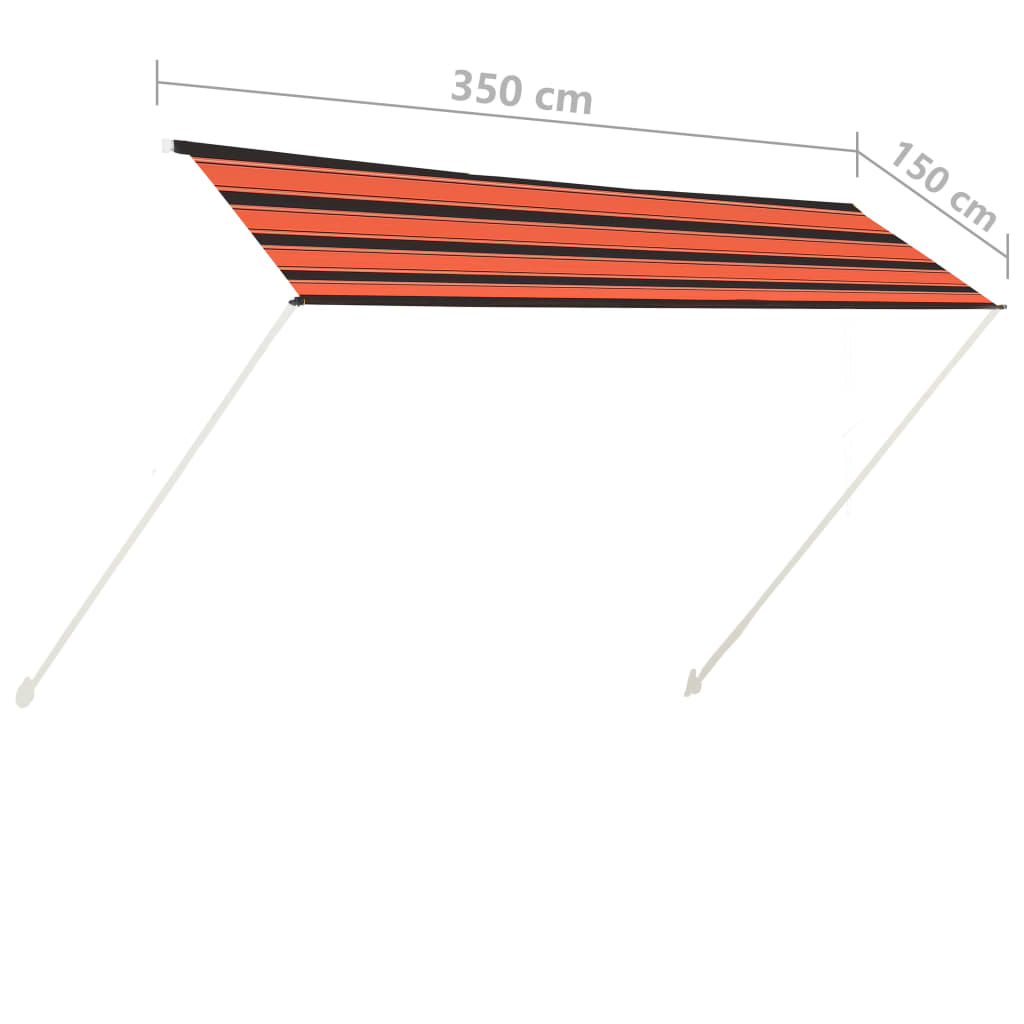 vidaXL Sisäänkelattava markiisi 350x150 cm oranssi ja ruskea