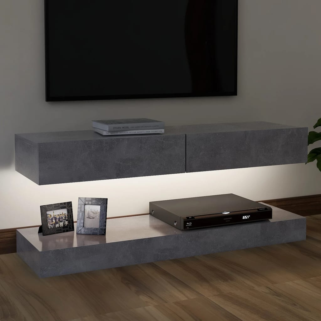 vidaXL TV-taso LED-valoilla betoninharmaa 120x35 cm
