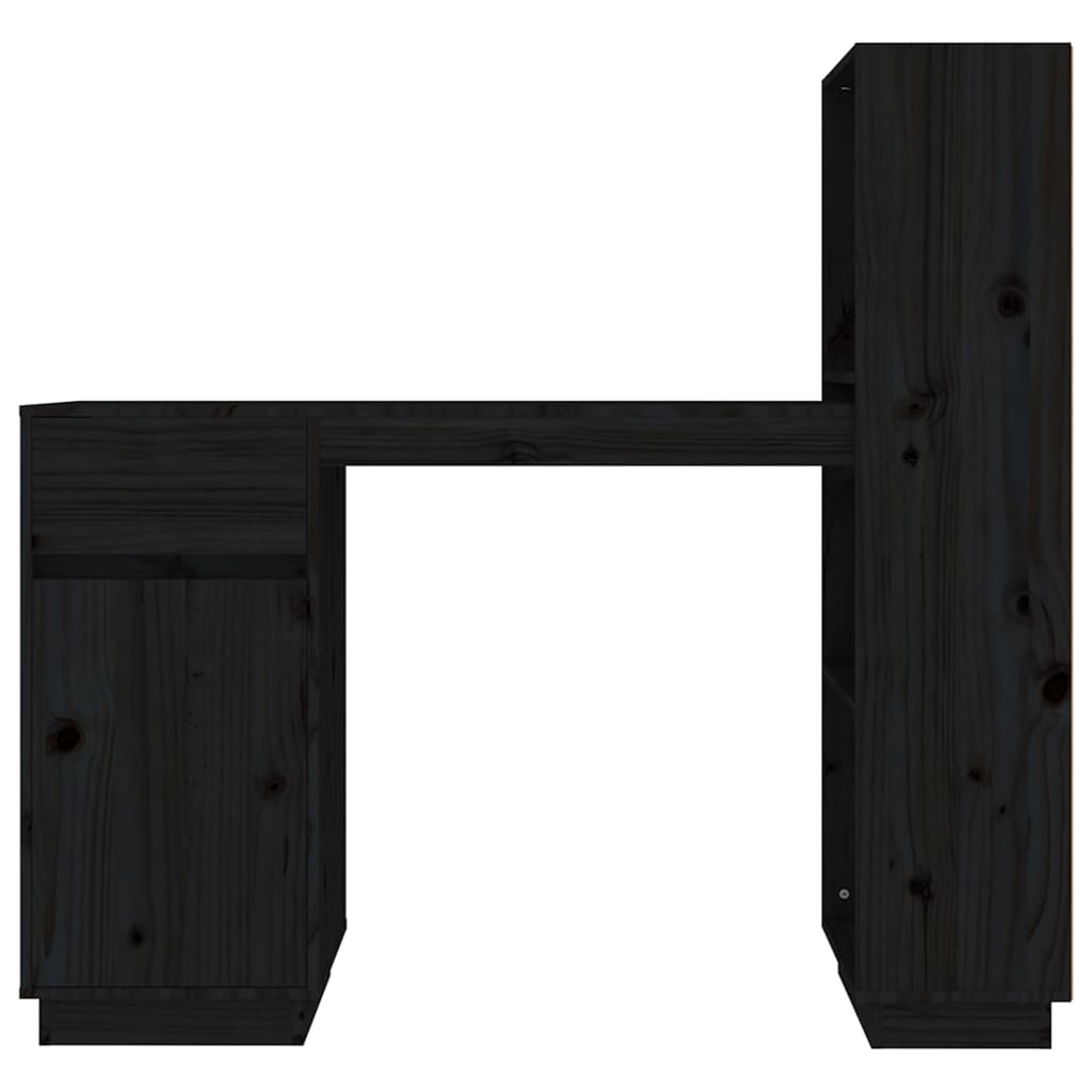 vidaXL Työpöytä musta 110x53x117 cm täysi mänty