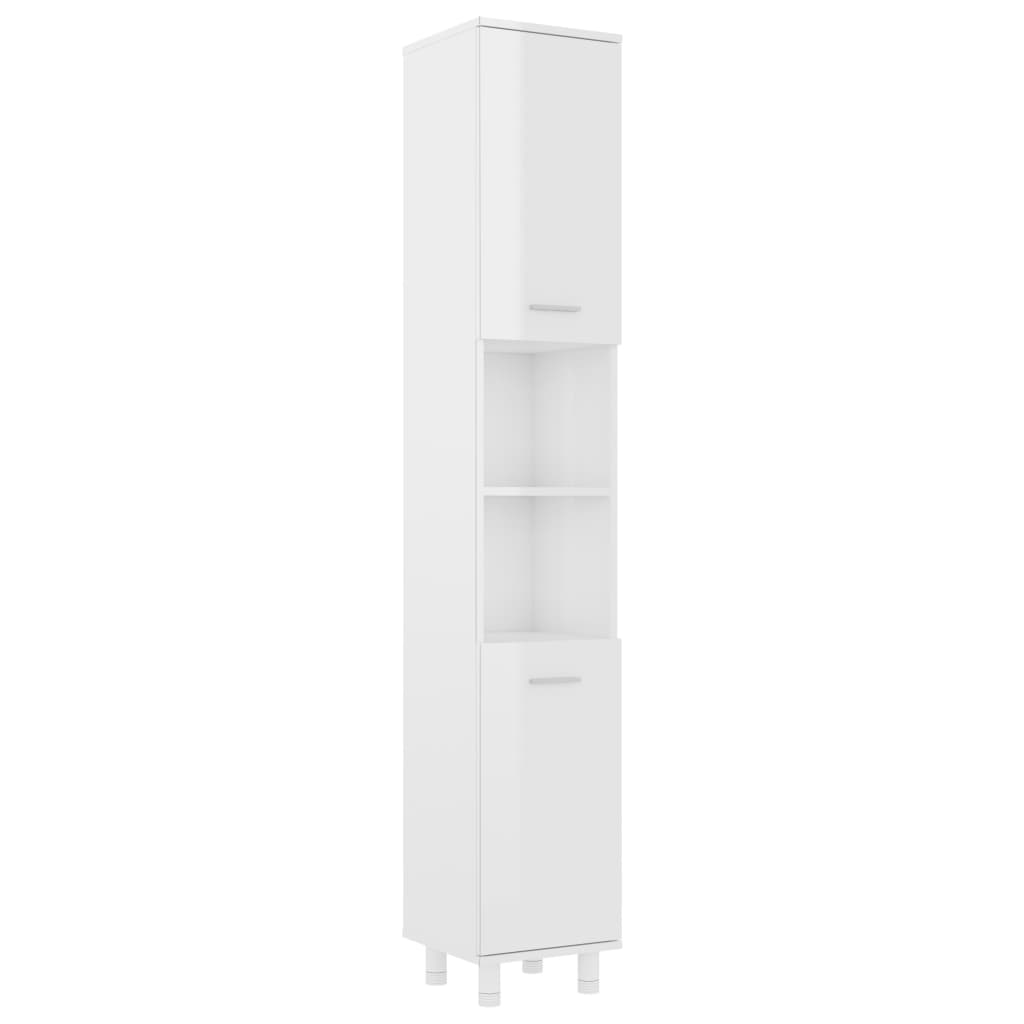 vidaXL Kylpyhuonekaappi korkeakiilto valkoinen 30x30x179 cm lastulevy