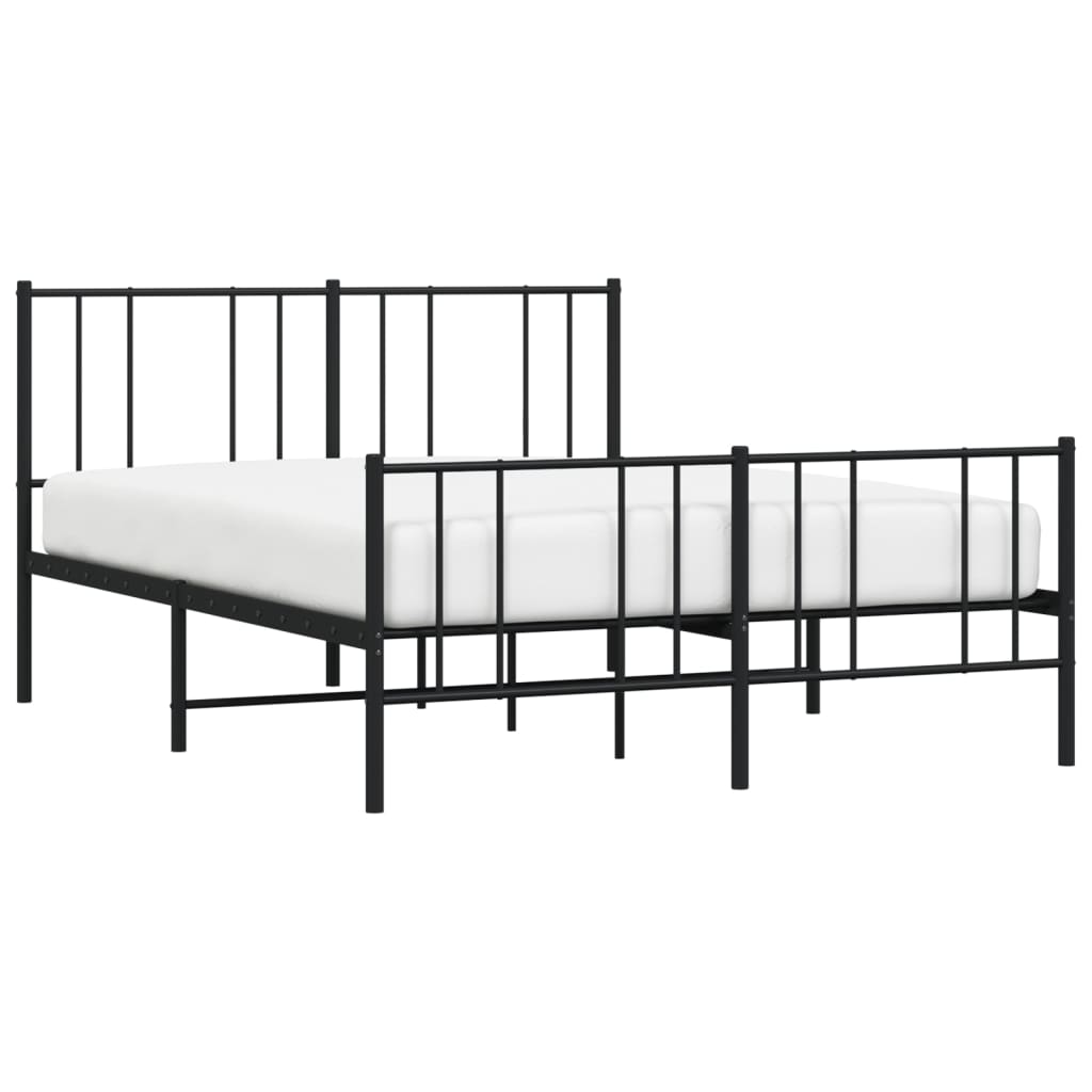 vidaXL Metallinen sängynrunko päädyillä musta 135x190 cm