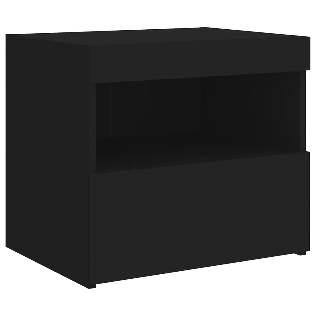 vidaXL Yöpöytä LED-valoilla musta 50x40x45 cm
