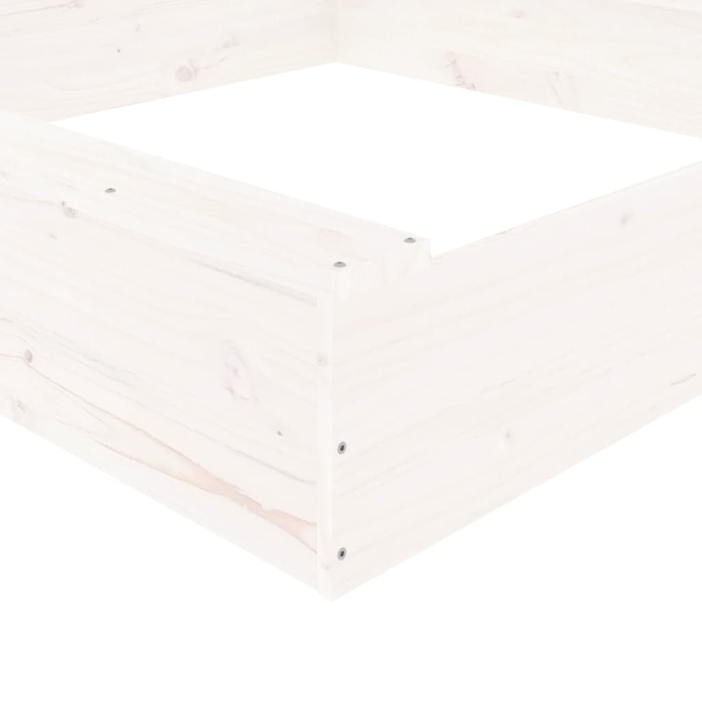 vidaXL Hiekkalaatikko istuimilla valkoinen neliö täysi mänty