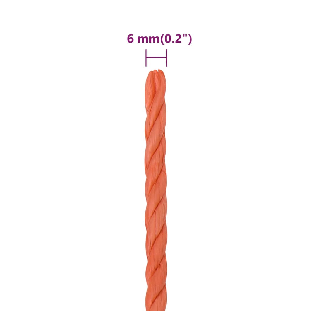 vidaXL Työköysi oranssi 6 mm 250 m polypropeeni