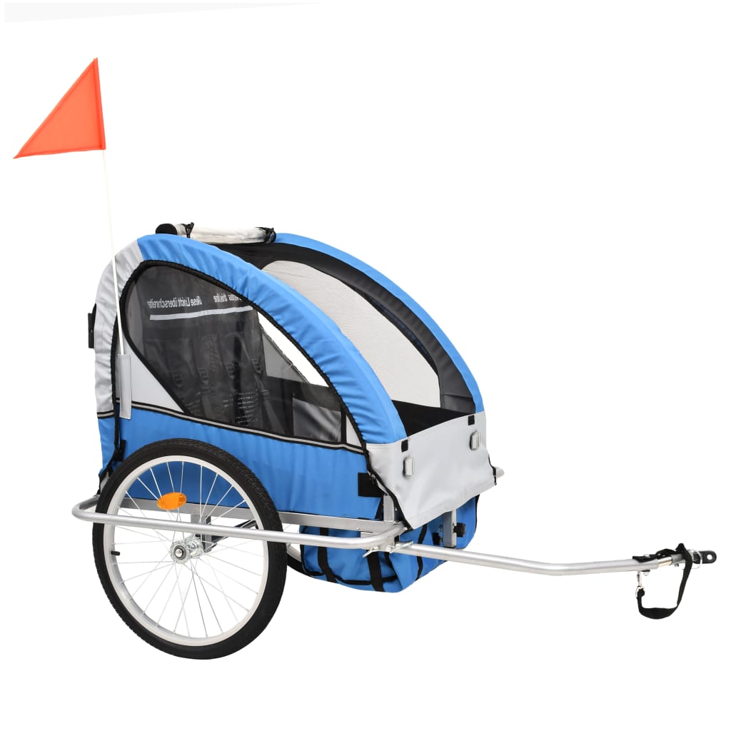 vidaXL 2-in-1 polkupyörän peräkärry/rattaat sininen ja harmaa