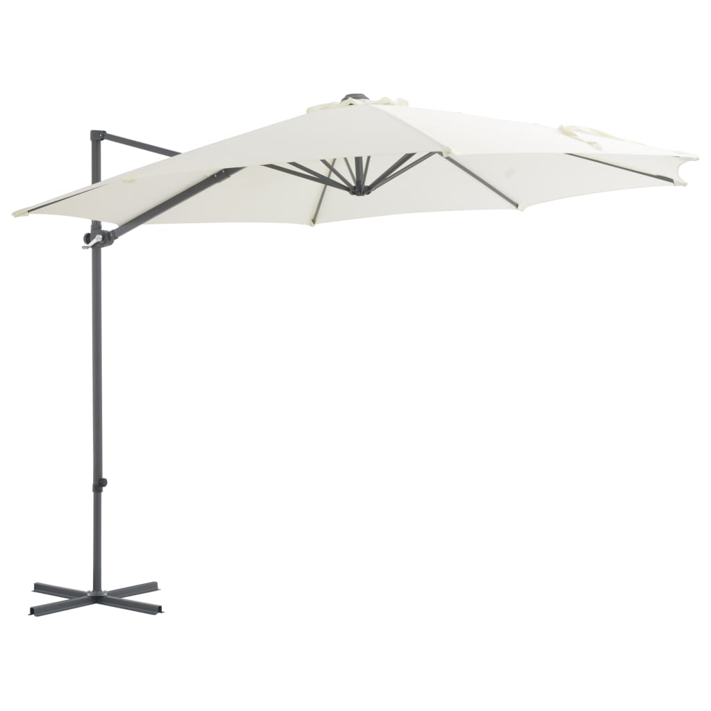 vidaXL Riippuva aurinkovarjo teräspylväällä 300 cm hiekka