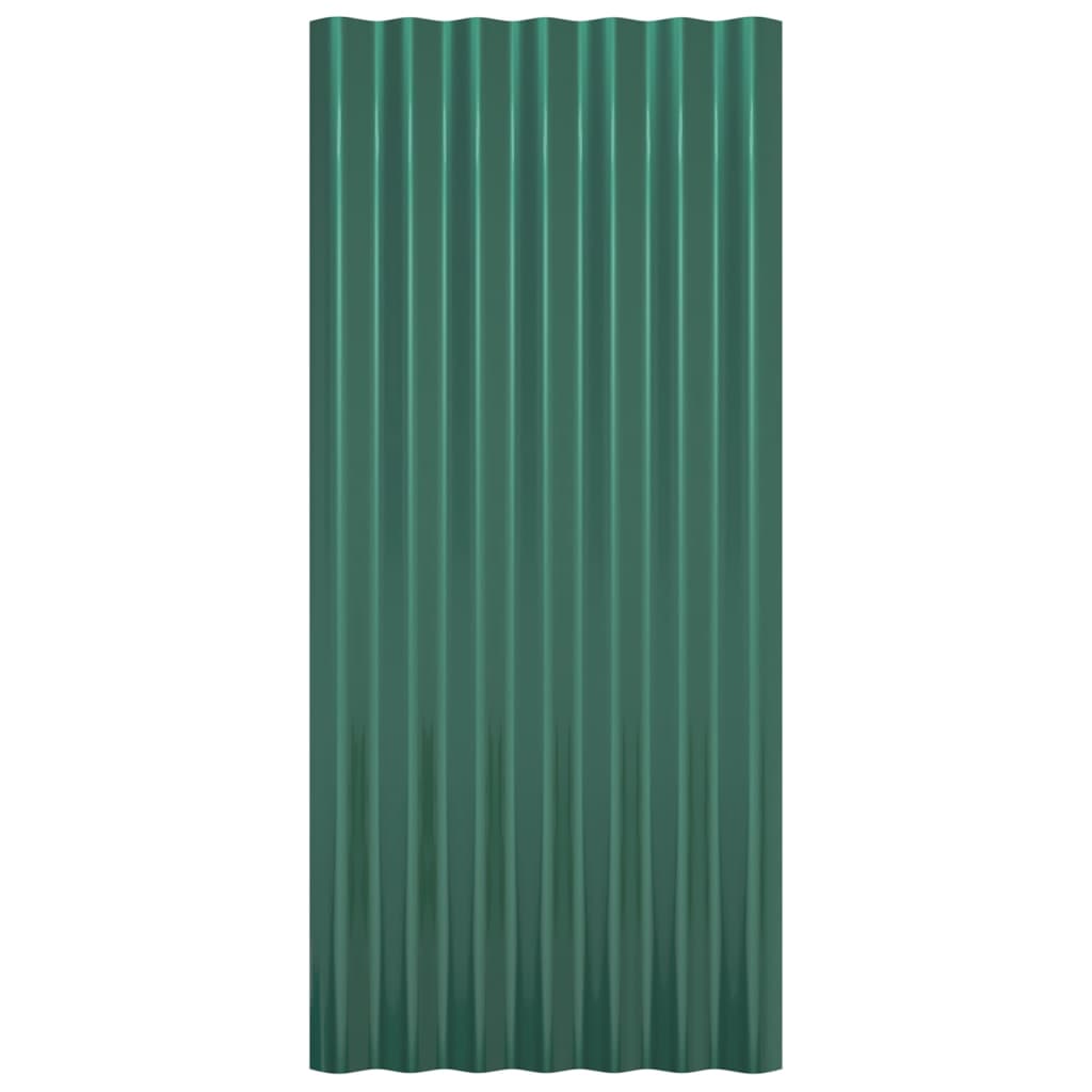 vidaXL Kattopaneeli 36 kpl jauhemaalattu teräs vihreä 80x36 cm