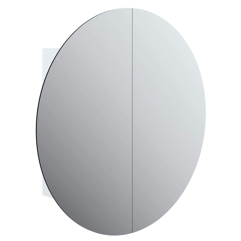 vidaXL Kylpyhuonekaappi ja pyöreä peili LED-valot valk. 54x54x17,5 cm