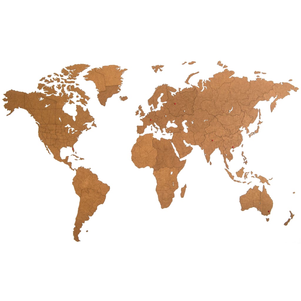 MiMi Innovations Puinen maailmankarttakoriste Giant ruskea 280x170 cm