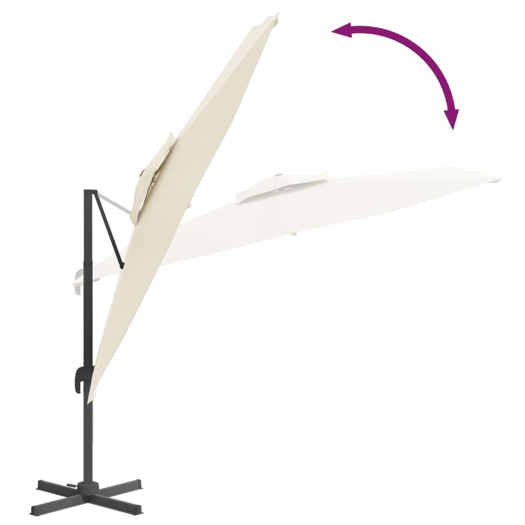 vidaXL Riippuva kaksois-aurinkovarjo hiekanvalkoinen 300x300 cm