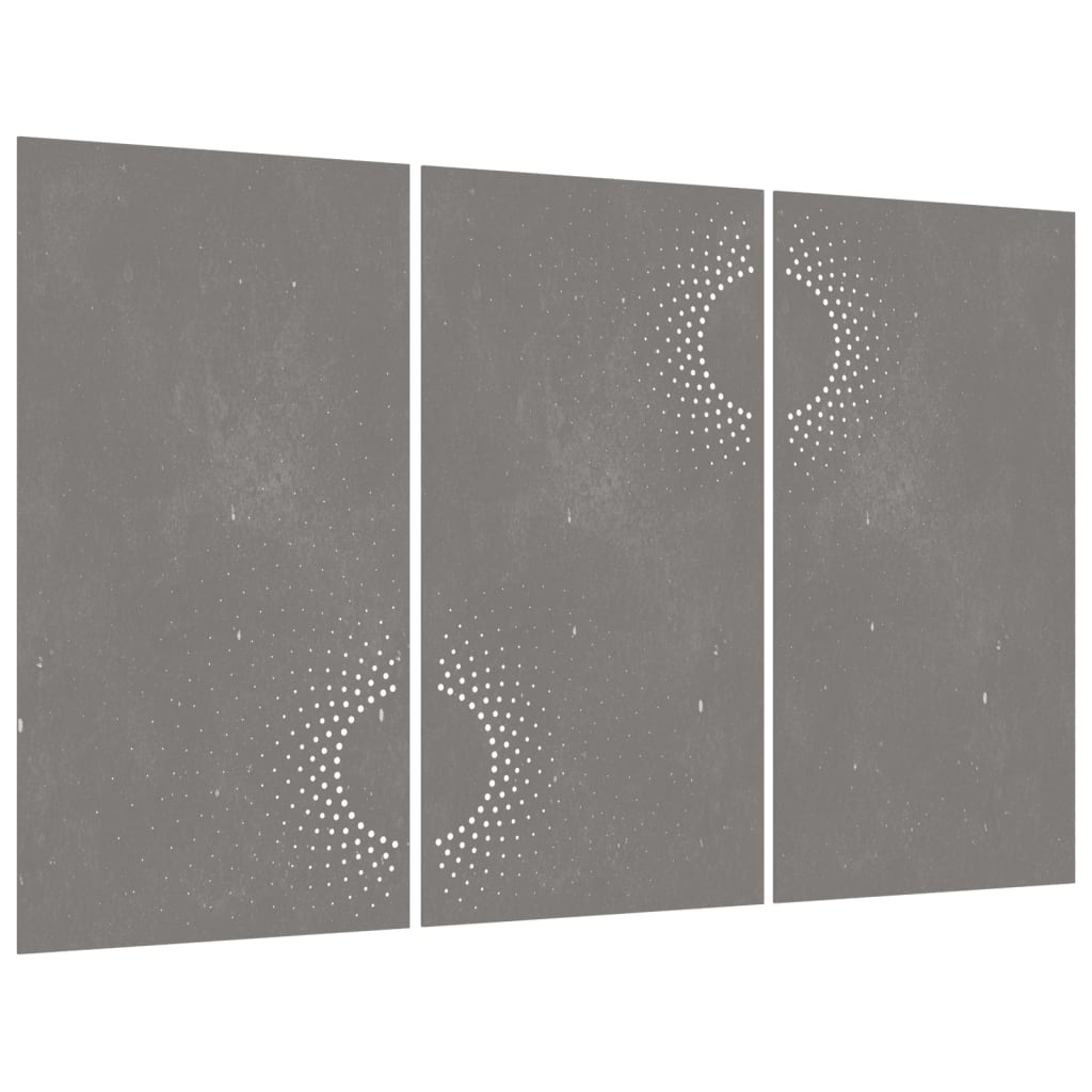 vidaXL Puutarhaseinäkoristeet 3kpl 105x55 cm corten teräs aurinkokuvio
