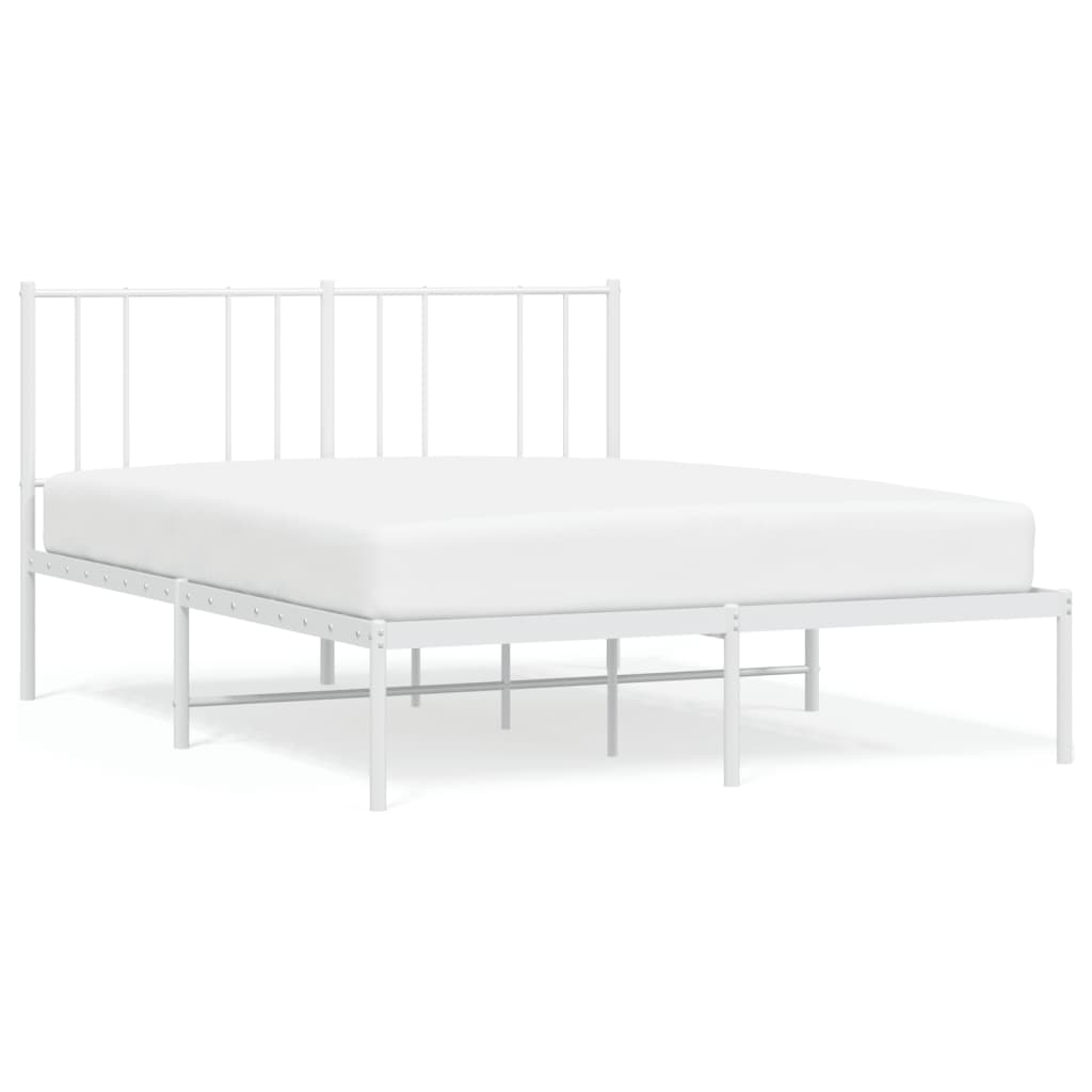 vidaXL Metallinen sängynrunko päädyllä valkoinen 160x200 cm