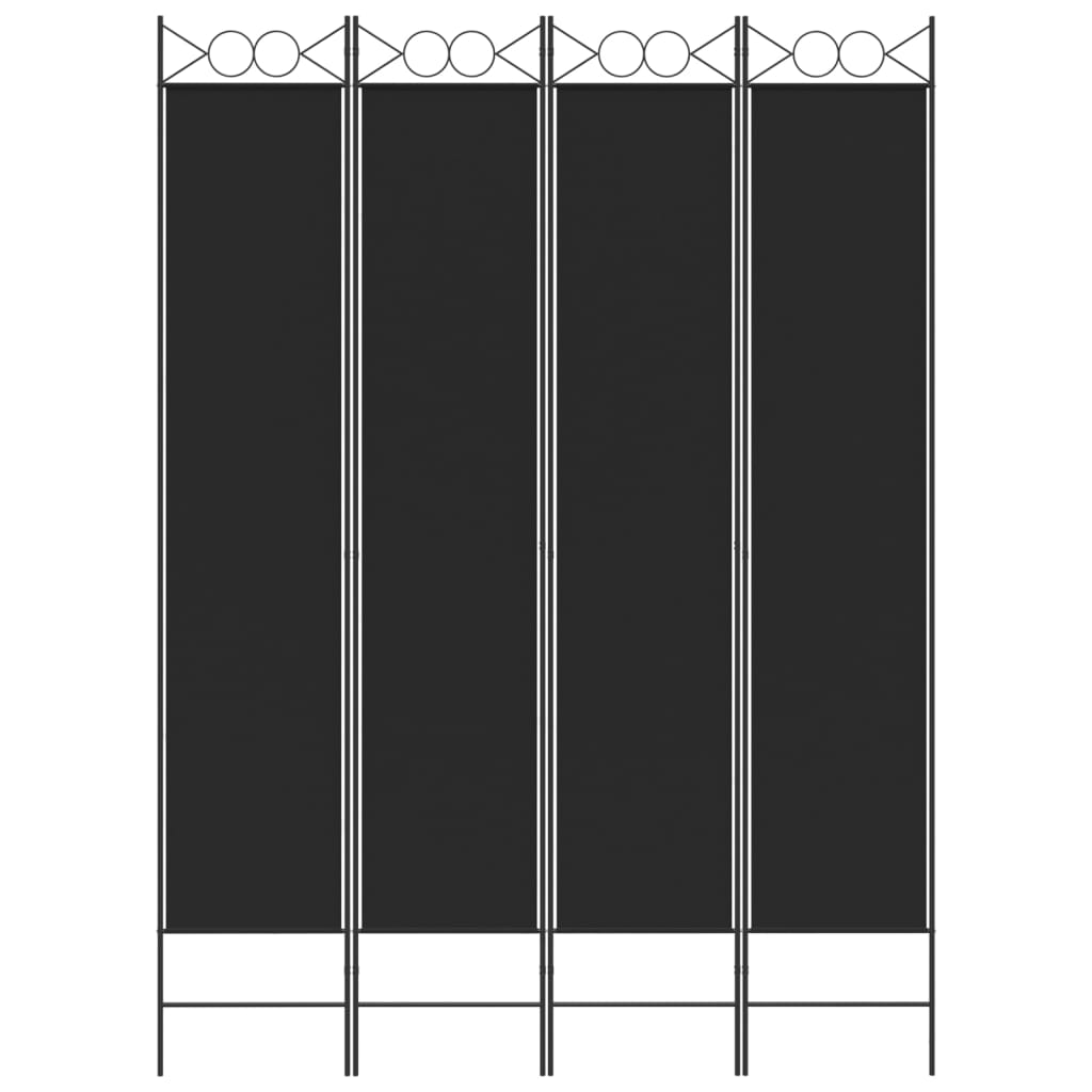 vidaXL 4-paneelinen Tilanjakaja musta 160x220 cm kangas