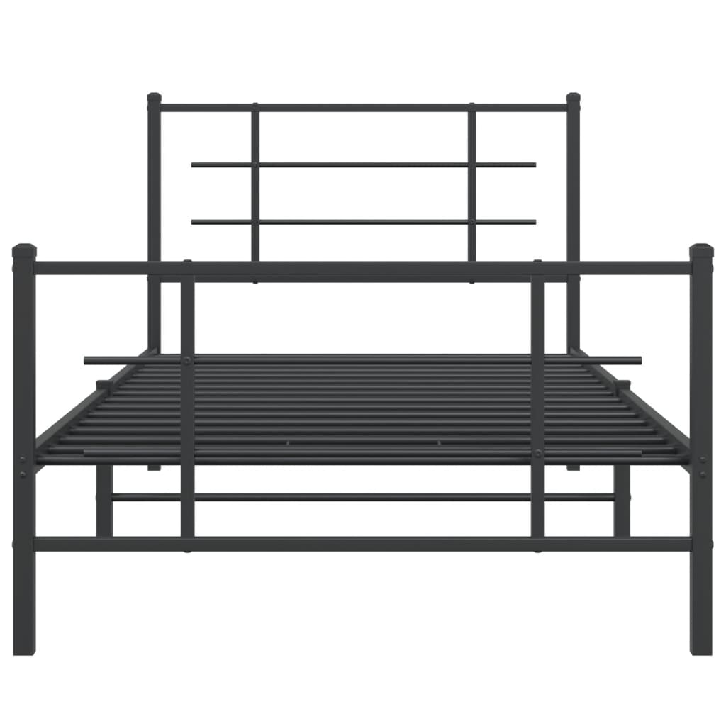 vidaXL Metallinen sängynrunko päädyillä musta 100x200 cm