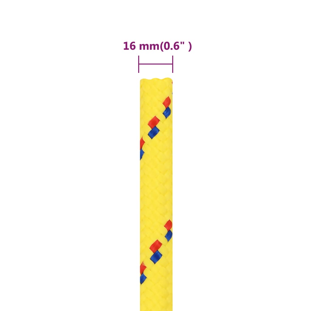 vidaXL Veneköysi keltainen 16 mm 25 m polypropeeni