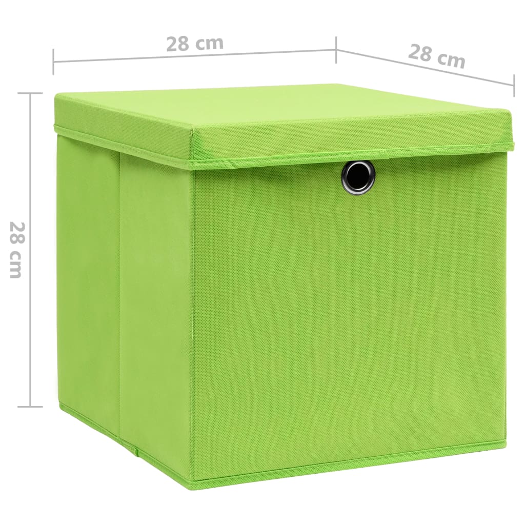 vidaXL Säilytyslaatikot kansilla 4 kpl 28x28x28 cm vihreä