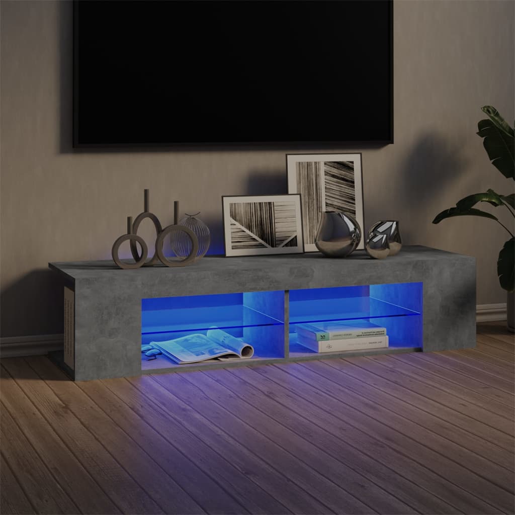 vidaXL TV-taso LED-valoilla betoninharmaa 135x39x30 cm