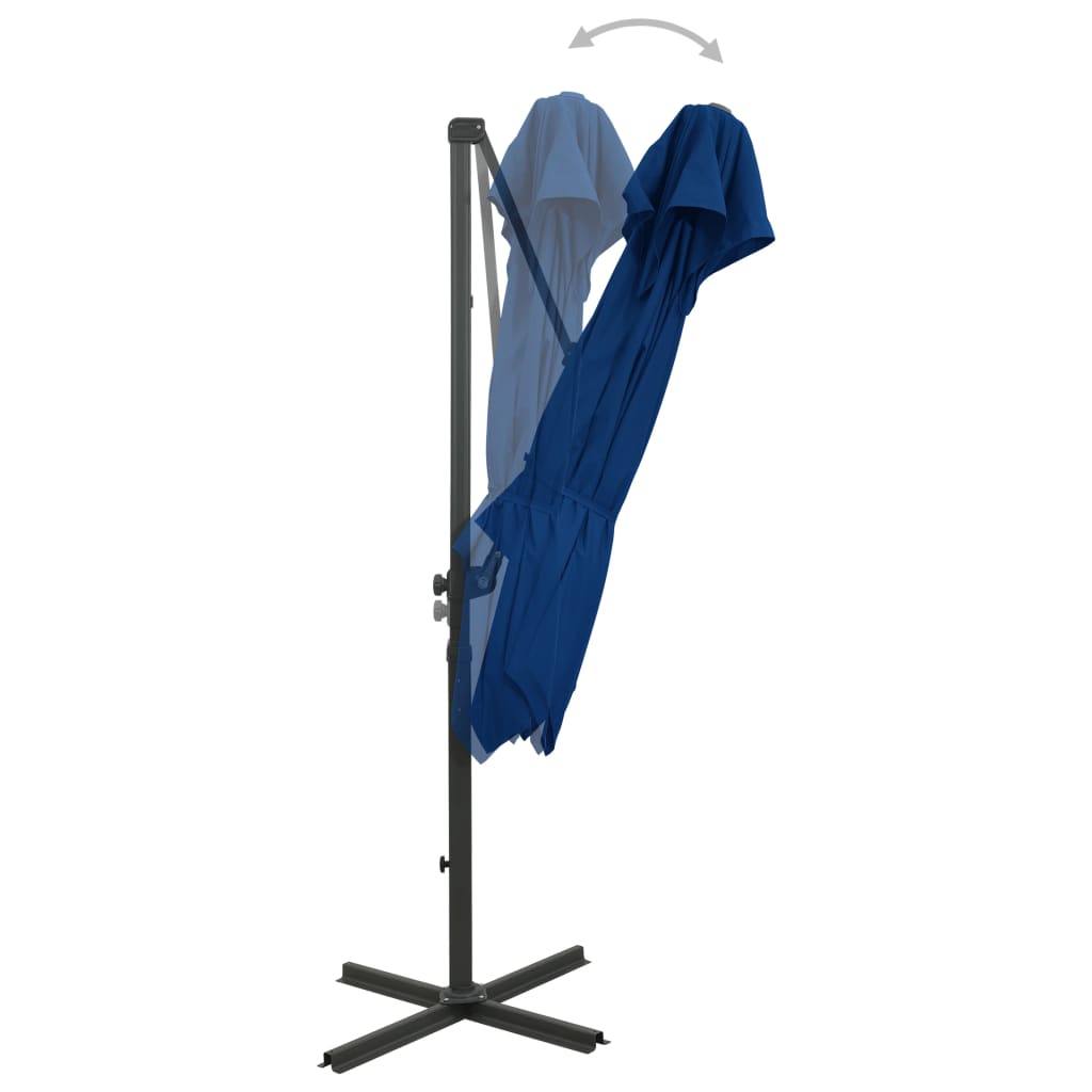 vidaXL Riippuva aurinkovarjo tuplakatolla 250x250 cm taivaansininen