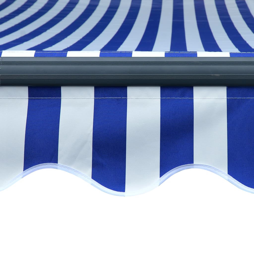 vidaXL Markiisi tuulisensorilla ja LED 500x300 cm sininen ja valkoinen