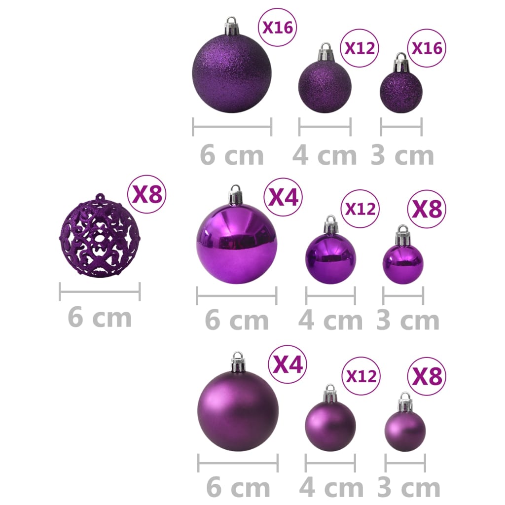 vidaXL Joulukuusen pallosarja 100 kpl violetti