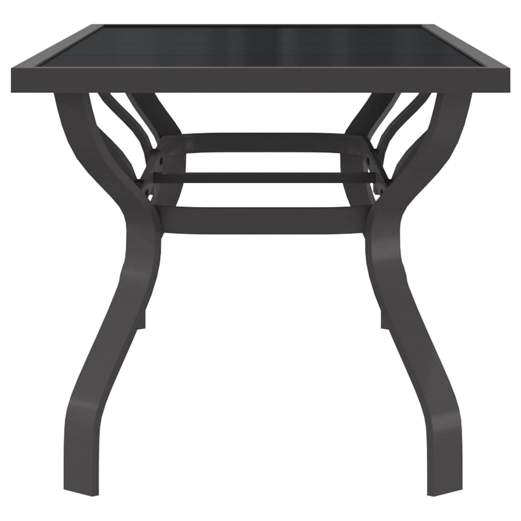 vidaXL Puutarhapöytä harmaa ja musta 180x80x70 cm teräs ja lasi