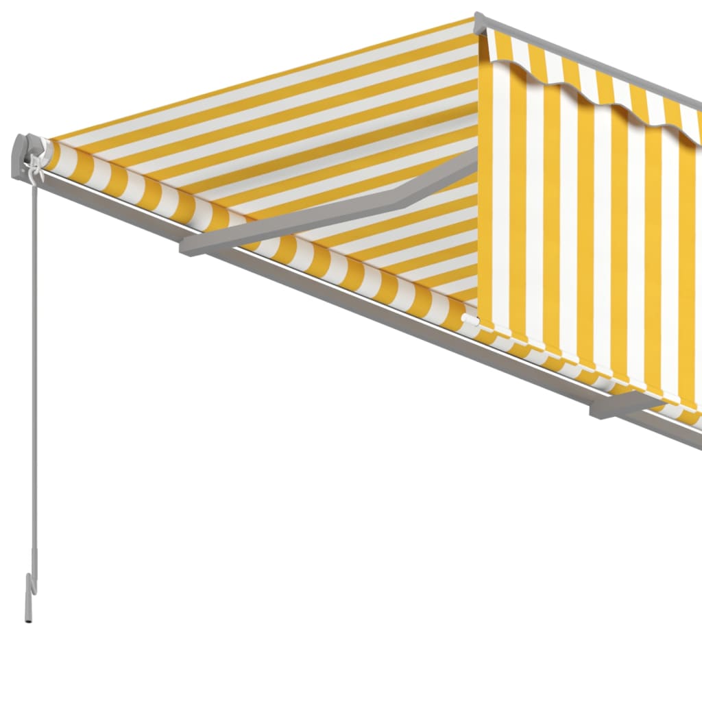vidaXL Käsin sisäänkelattava markiisi verhoilla 6x3 m keltavalkoinen