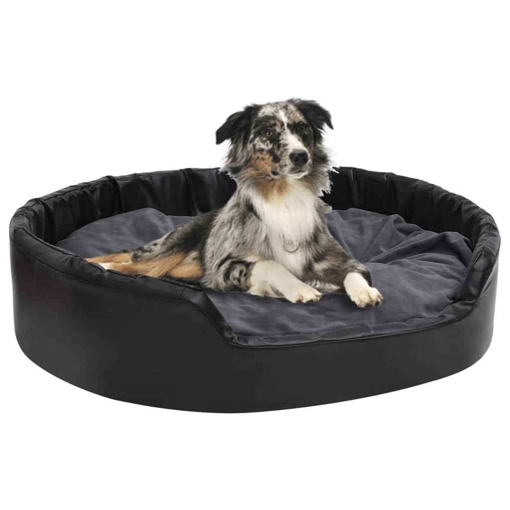 vidaXL Koiran peti musta/tummanharmaa 99x89x21 cm plyysi ja keinonahka