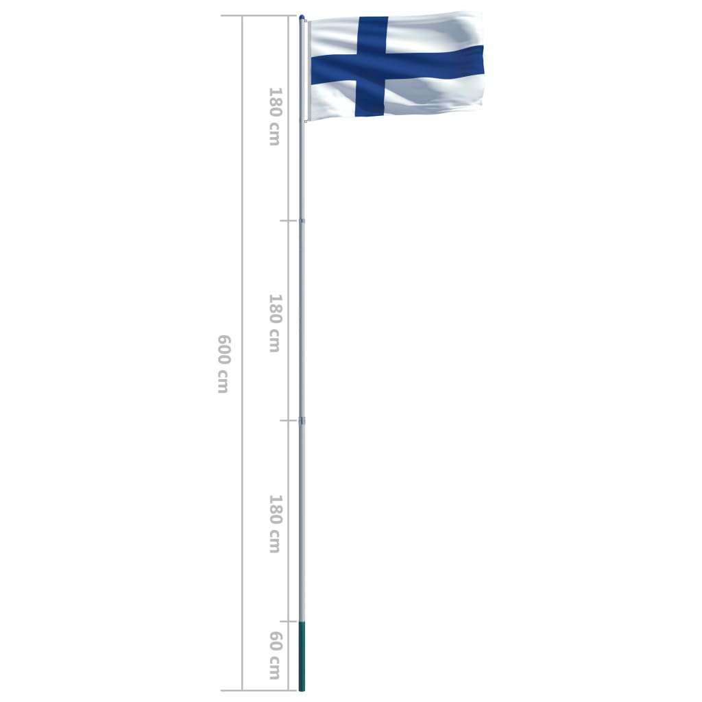 vidaXL Suomen lippu ja tanko alumiini 6 m