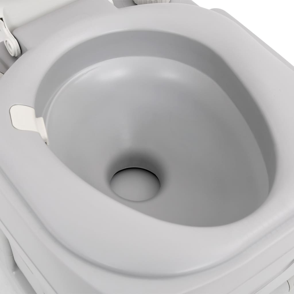 vidaXL Kannettava retki WC harmaavalkoinen 22+12 l HDPE
