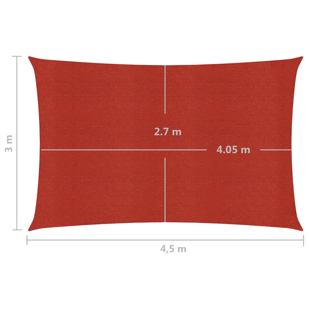 vidaXL Aurinkopurje 160 g/m² punainen 3x4,5 m HDPE