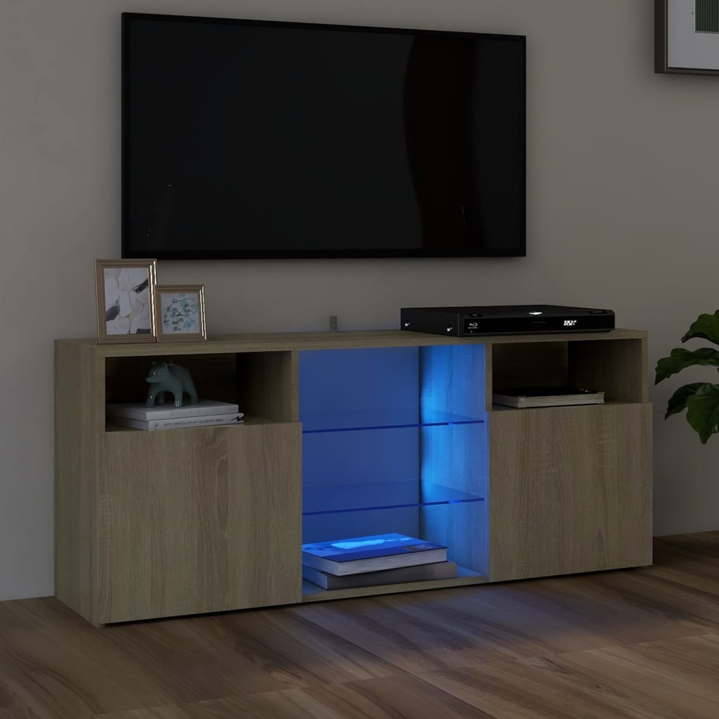 vidaXL TV-taso LED-valoilla Sonoma-tammi 120x30x50 cm