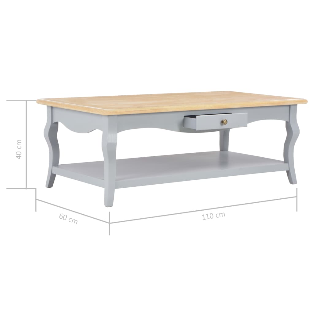 vidaXL Sohvapöytä harmaa 110x60x40 cm MDF