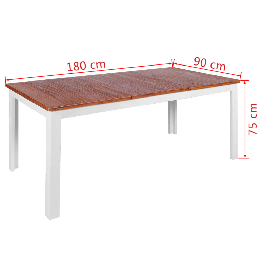 vidaXL Ruokapöytä Täysi tiikki ja mahonki 180x90x75 cm