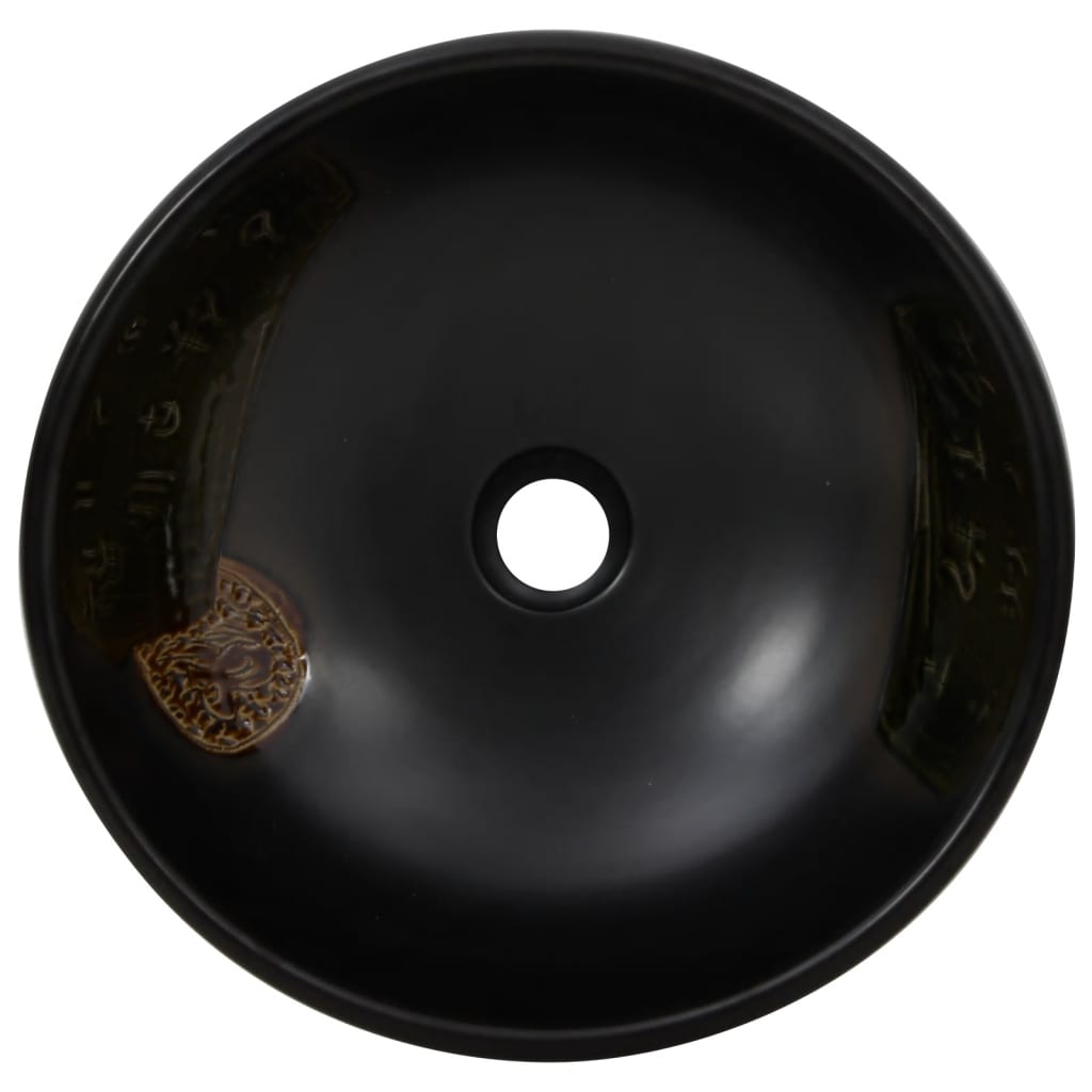 vidaXL Pesuallas työtasolle musta pyöreä Φ41x14 cm keraaminen