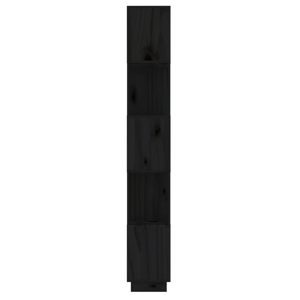 vidaXL Kirjahylly/tilanjakaja musta 51x25x163,5 cm täysi mänty