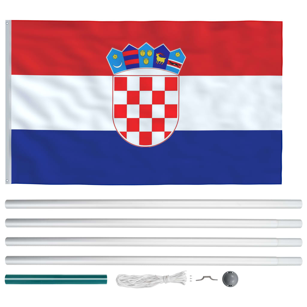 vidaXL Kroatian lippu ja tanko alumiini 6,2 m