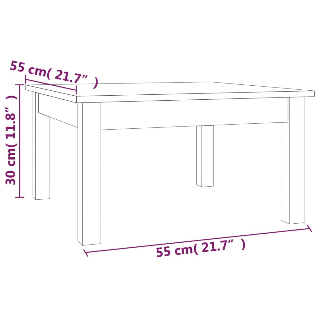 vidaXL Sohvapöytä 55x55x30 cm täysi mänty