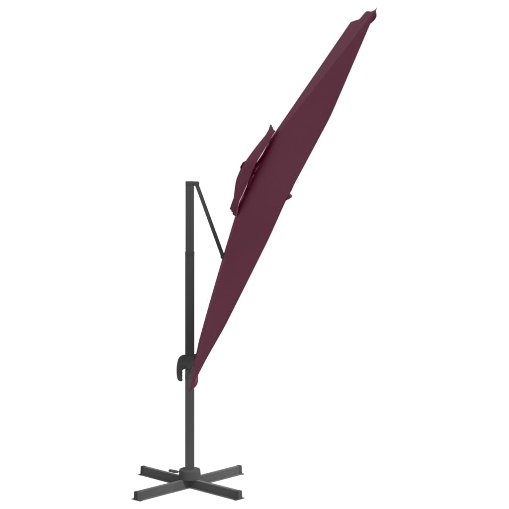 vidaXL Riippuva kaksois-aurinkovarjo viininpunainen 400x300 cm