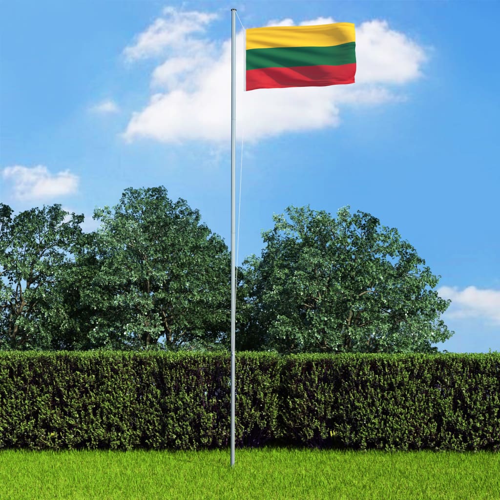 vidaXL Liettuan lippu ja tanko alumiini 4 m